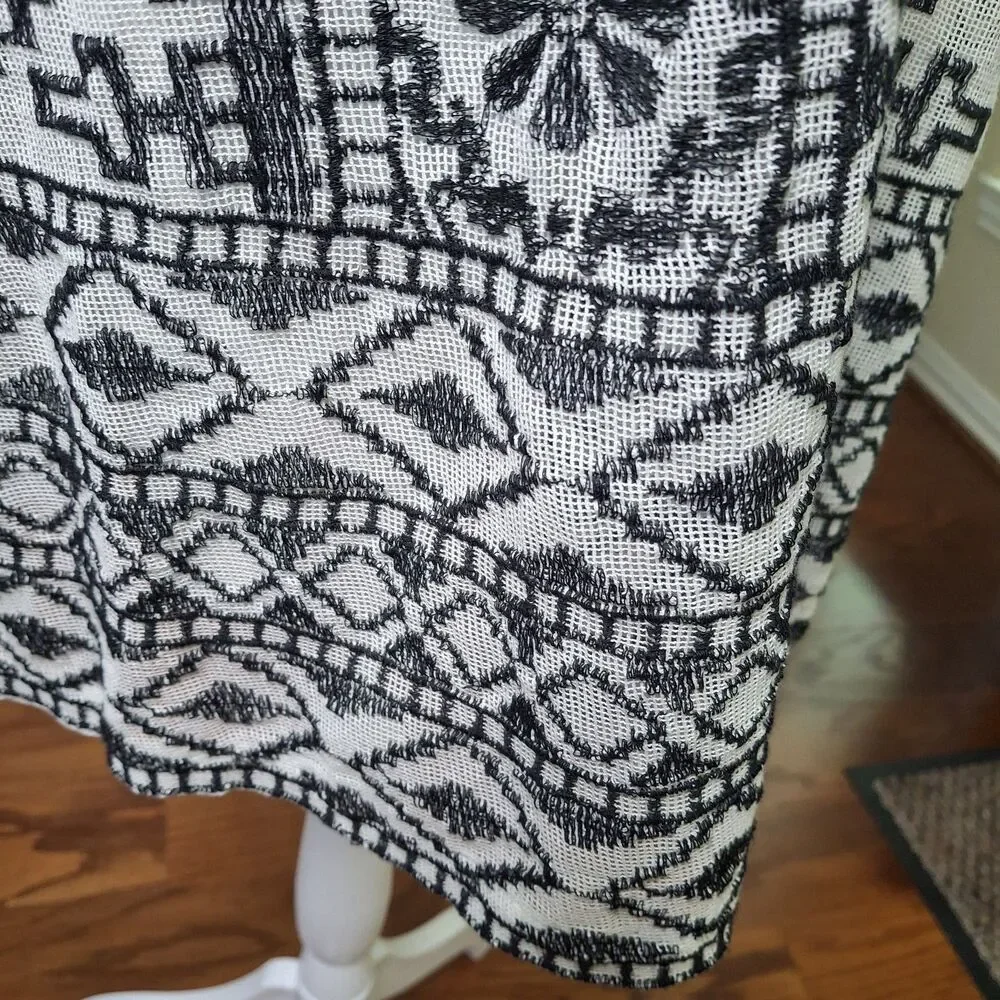 Revolve Antik Batik Dress Black White M Embroidered Tassel Boho Romantic Goth